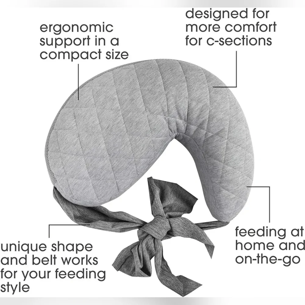 Gray Quilted Travel Nursing Pillow - Picture 2 of 4